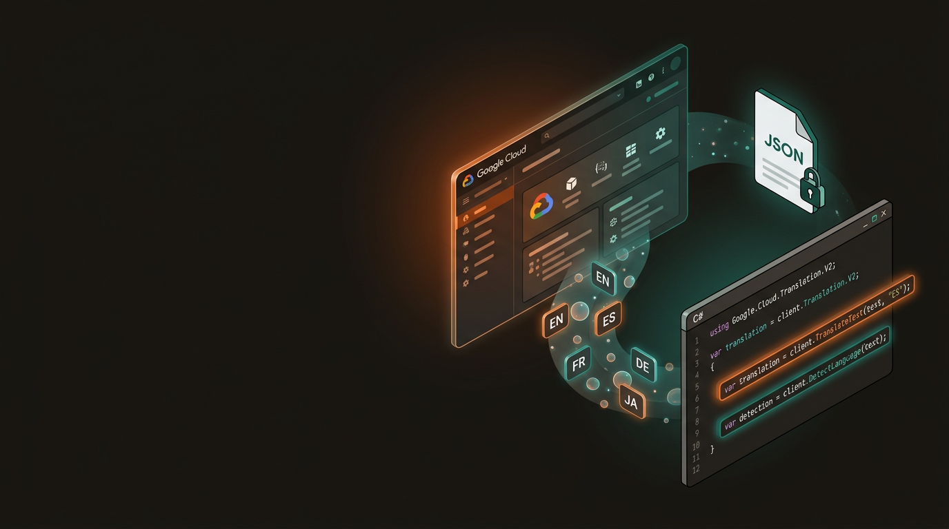 Google Cloud Translation API integration with C# code and language symbols
